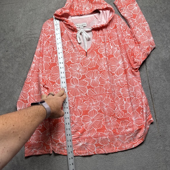 Koolaburra by UGG Women's Orange Floral Print Pullover Hoodie‎ Sweatshirt L - Picture 4 of 9